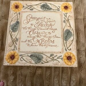 Decorative Serenity Prayer Plaque with Sunflowers